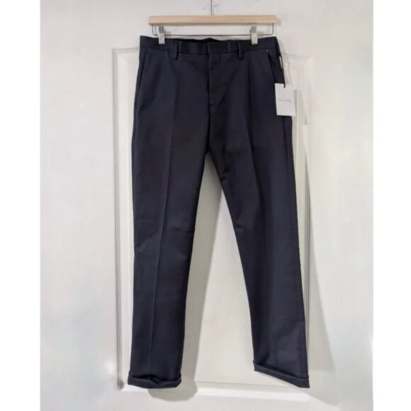 NWT Paul Smith | Slim-Fit Washed Navy Cotton-Stretch Chinos - Picture 2 of 14